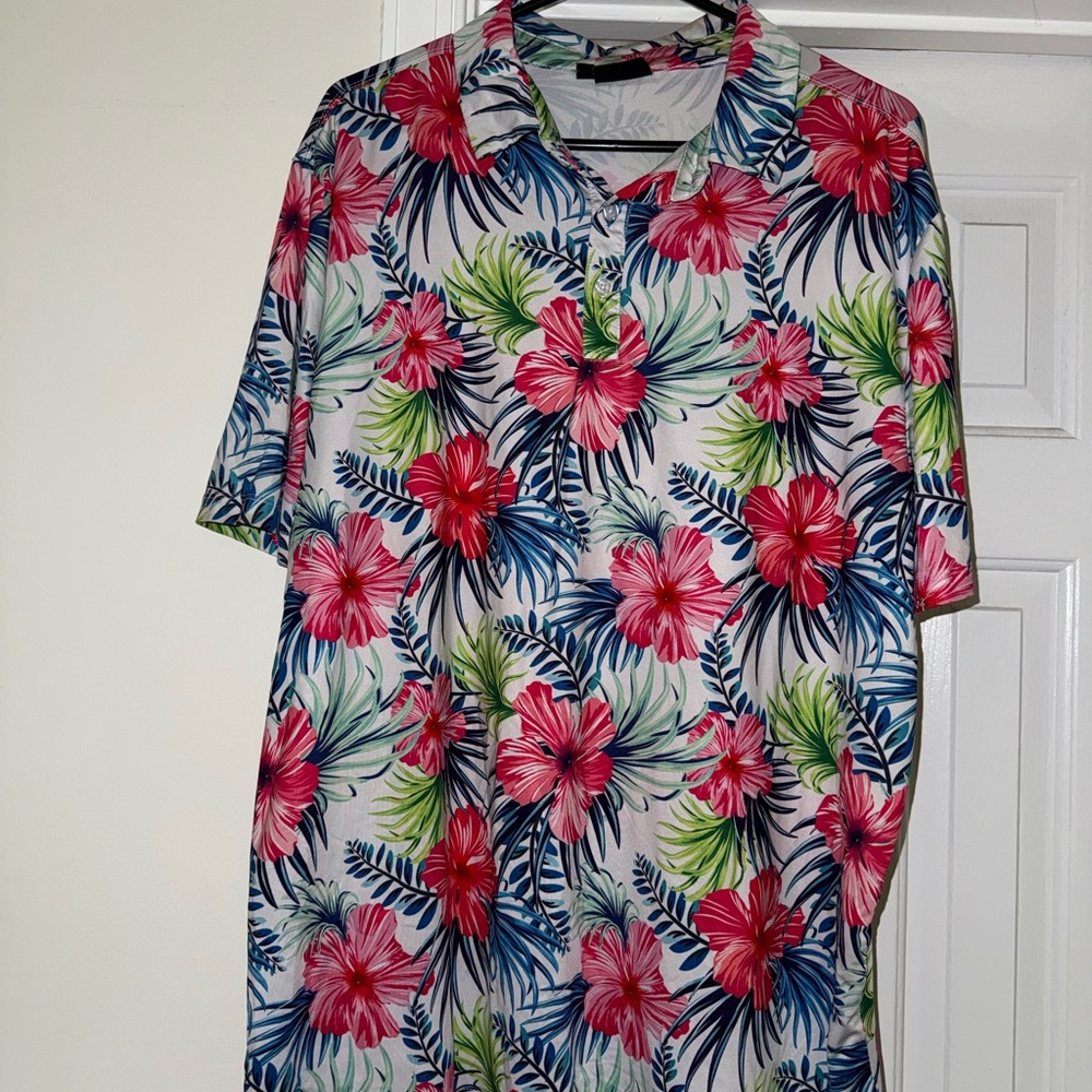 Men's Floral Greenside Golf Polo Shirt in Pink Multi